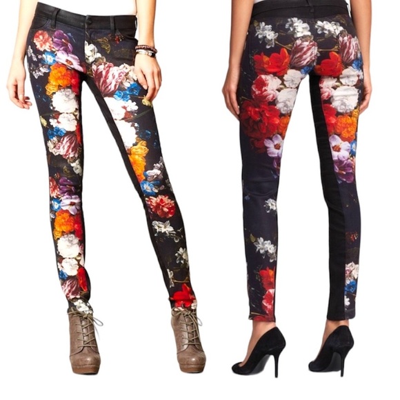 Koral Coated Floral Skinny Jeans for Anthropologie Size 26 - Picture 3 of 12